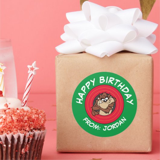 TAZ™ THROUGH LOONEY TUNES™ Circle |ハッピーバースデー ラウンドシール (パーティー)