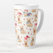 Taza adorable de Bulldog Francés con corazones. カフェラテマグ (右アングル)