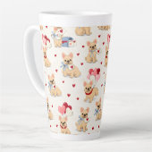 Taza adorable de Bulldog Francés con corazones. カフェラテマグ (左アングル)