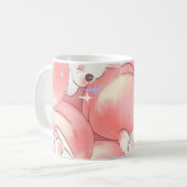 Taza Adorable de Diseño de conejitos fondo rosa コーヒーマグカップ (正面左)