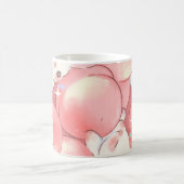 Taza Adorable de Diseño de conejitos fondo rosa コーヒーマグカップ (中央)