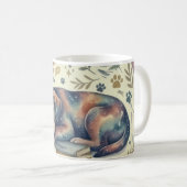Taza Artística Relájate & Libros Perro Durmiendo コーヒーマグカップ (正面右)
