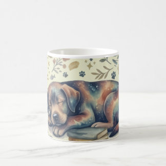 Taza Artística Relájate & Libros Perro Durmiendo コーヒーマグカップ