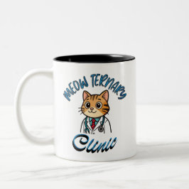 Taza bicolor. Cat Doctor Veterinarian Mug. ツートーンマグカップ