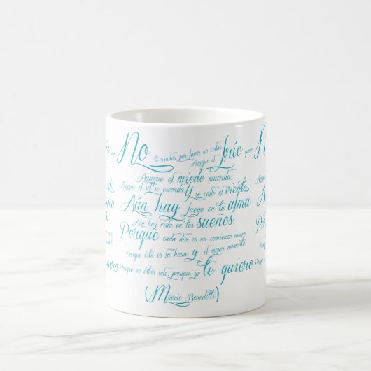 Taza blanca  poema de Mario benedetti コーヒーマグカップ (中央)