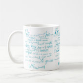 Taza blanca  poema de Mario benedetti コーヒーマグカップ (左)