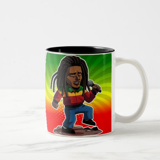 taza Bob Marley Estilo Caricatura | Rasta Regg ツートーンマグカップ (右)