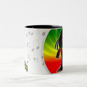 taza Bob Marley Estilo Caricatura | Rasta Regg ツートーンマグカップ (中央)