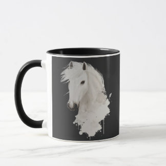 TAZA CABALLO BLANCO CON FONDO NEGRO マグカップ