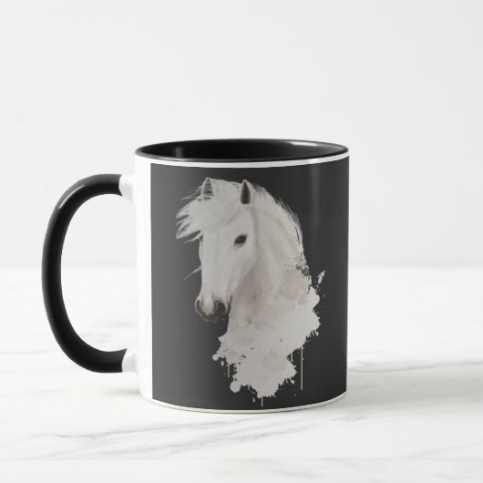 TAZA CABALLO BLANCO CON FONDO NEGRO マグカップ (左)