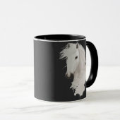 TAZA CABALLO BLANCO CON FONDO NEGRO マグカップ (正面右)