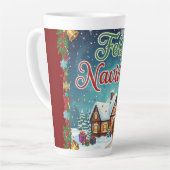 Taza Café Latte de Navidad – Feliz Navidad con Cas カフェラテマグ (左アングル)