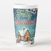 Taza Café Latte de Navidad – Feliz Navidad con Cas カフェラテマグ (正面)