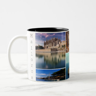 Taza collage isla de Mallorca, Majorca ツートーンマグカップ