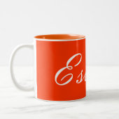 Taza color naranja con nombre ツートーンマグカップ (左)