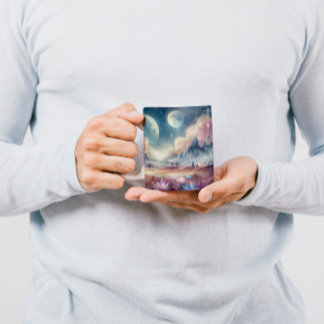 Taza con arte en acuarela — “Sueños Líquidos” コーヒーマグカップ