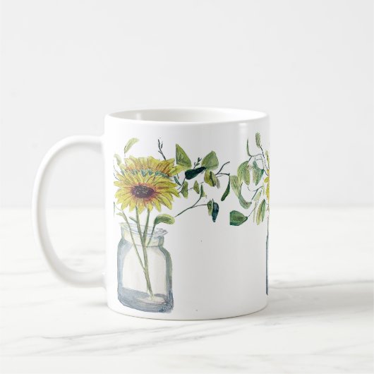 Taza con diseño de florero y margarita コーヒーマグカップ (左)