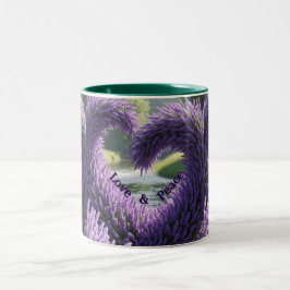 Taza con diseño de lavanda – Love and Peace ツートーンマグカップ