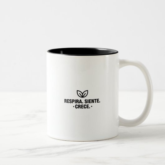 Taza con Frase Inspiradora "Respira, Siente, Cree" ツートーンマグカップ (右)
