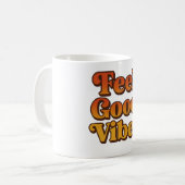 Taza con frase retro Feel good vibes コーヒーマグカップ (正面左)