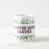 Taza con frase y hojas verdes コーヒーマグカップ (中央)