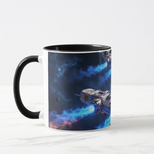Taza con nave entrando en agujer interdimensional マグカップ (左)