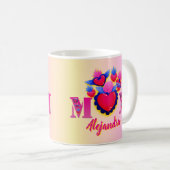 Taza Corazones para Mamá Nombre editable コーヒーマグカップ (正面右)