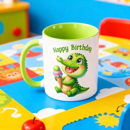 Taza Cumpleaños Cocodrilo Kawaii con Helado マグカップ