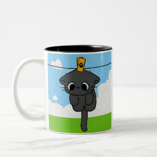 Taza. Cute cat. Clothesline ツートーンマグカップ