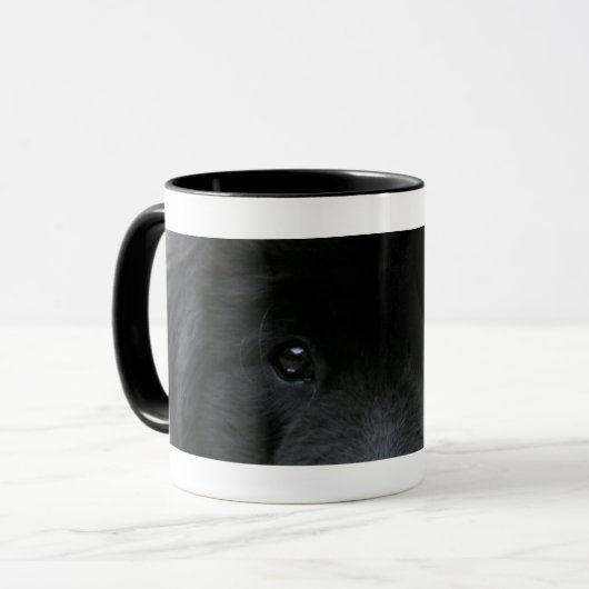Taza de café con ojos de perro negro マグカップ (正面左)
