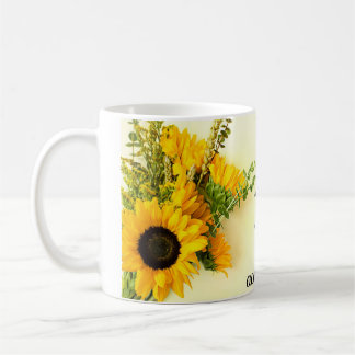Taza de cafe diseño girasol y frace motivadora  コーヒーマグカップ