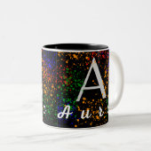 Taza De Café Monograma Multicolor Nombre En Blanco ツートーンマグカップ (正面右)