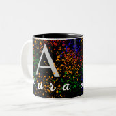 Taza De Café Monograma Multicolor Nombre En Blanco ツートーンマグカップ (正面左)