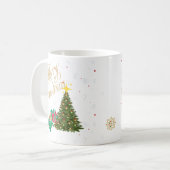 Taza de cafe navideña con Arbol y reaglos コーヒーマグカップ (正面左)