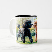 Taza de cerámica con dos caniches juguetones  ツートーンマグカップ (正面左)