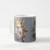 TAZA  DE COLOR BLANCO CON IMPRESION DE ESCARABAJO  コーヒーマグカップ (正面左)