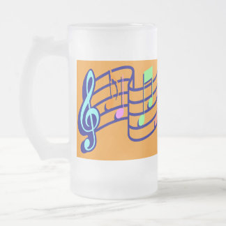Taza De Cristal Esmerilado Notas Musicales フロストグラスビールジョッキ