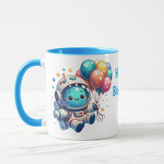 Taza de Cumpleaños Astronauta con Globos マグカップ (左)