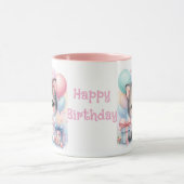 Taza de Cumpleaños con Gatito y Globos  マグカップ (中央)
