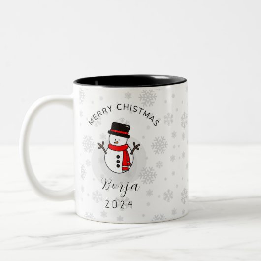 Taza de muñeco de nieve navideño personalizada ツートーンマグカップ (左)