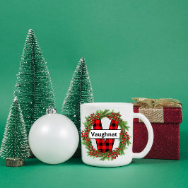 "Taza de navidad personalizada con letra V" Coff コーヒーマグカップ