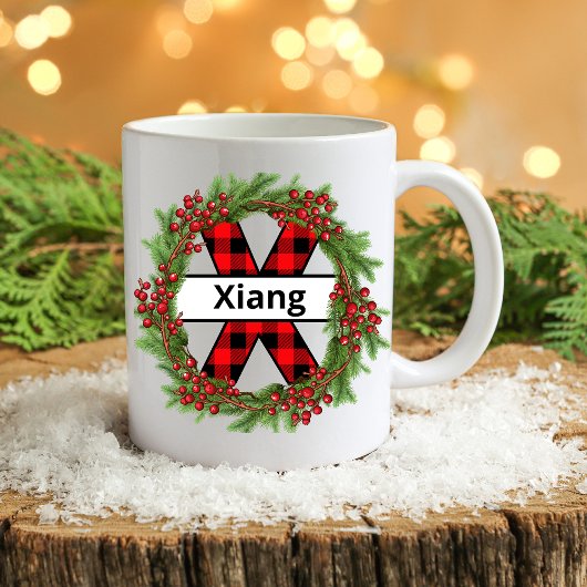 "Taza de navidad personalizada con letra X" Coff コーヒーマグカップ