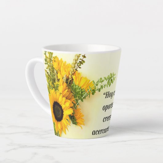 Taza de porcelana diseño de girasol y frace  カフェラテマグ (左アングル)