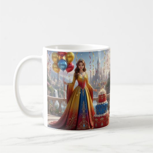 Taza de Princesa – Diseño de Cumpleaños con Pastel コーヒーマグカップ (左)