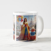 Taza de Princesa – Diseño de Cumpleaños con Pastel ジャンボコーヒーマグカップ (正面右)