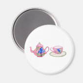 Taza de te floral azul y rosa マグネット (正面/裏面)