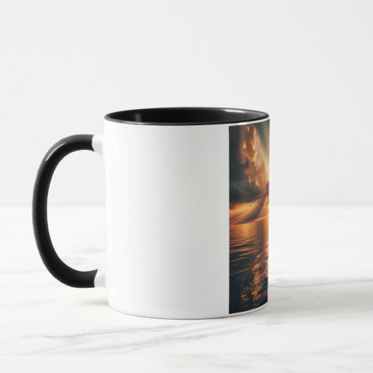 Taza decorativa, con amanecer radieante マグカップ (左)