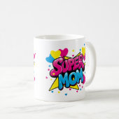 Taza día de las madres Super mama コーヒーマグカップ (正面右)