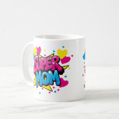 Taza día de las madres Super mama コーヒーマグカップ (正面左)