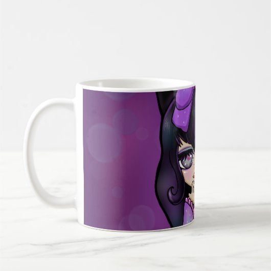 Taza diseño Kuromi fanart rostro コーヒーマグカップ (左)